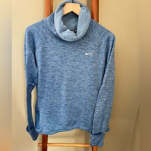 Nike Running Dri-Fit Heathered Blue Cowl Neck Top, Large